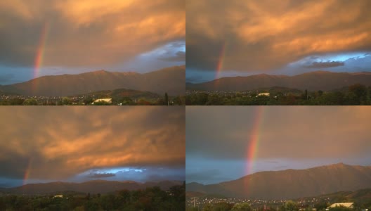 日落时山上的彩虹高清在线视频素材下载