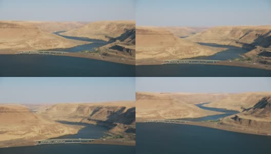 俄勒冈州约2021年:哥伦比亚河和约翰戴河汇合处的鸟瞰图。用直升机用RED 8K拍摄的Cineflex。高清在线视频素材下载