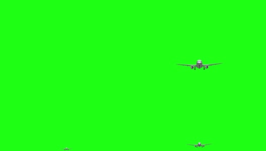 飞机3d渲染飞行在绿色屏幕背景。高清在线视频素材下载