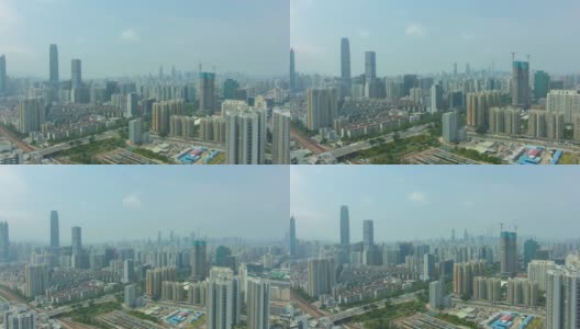 深圳市区阳光明媚的城市景观。居民区。广东,中国。鸟瞰图高清在线视频素材下载