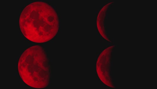 黑暗中的血月，3D动画高清在线视频素材下载
