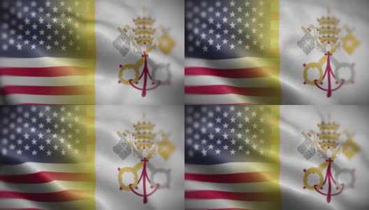 美国梵蒂冈旗帜混合纹理波浪前背景高清高清在线视频素材下载
