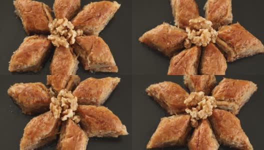 土耳其传统甜点Baklava 5的特写高清在线视频素材下载