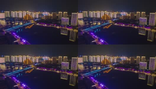 夜景三亚交通街道林春航拍，时间跨度为4k中国高清在线视频素材下载