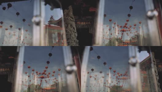 中国的灯笼在玻璃的映照下高清在线视频素材下载