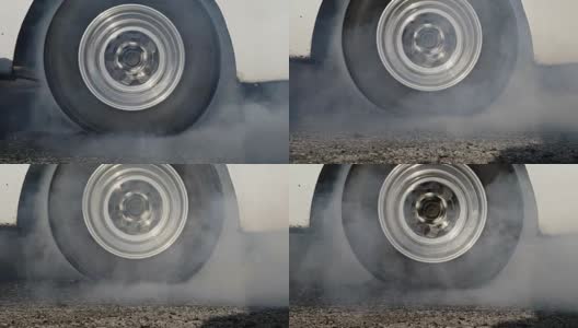 赛车在起跑线上烧轮胎高清在线视频素材下载