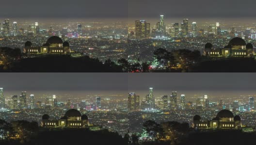 格里菲斯天文台夜景城市全景图高清在线视频素材下载