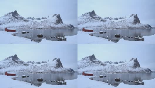 挪威北部Senja岛的伯格斯峡湾山脉高清在线视频素材下载