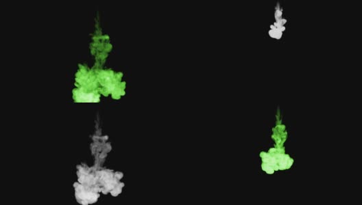 荧光亮绿的水，一滴墨汁。这是3d渲染镜头在墨色背景或墨色效果在合成与alpha通道，使用光磨高清在线视频素材下载