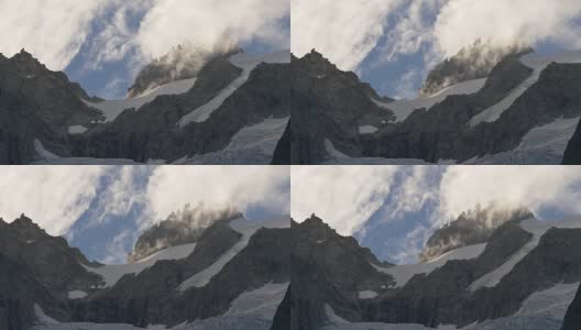 山脉上的移动云。勃朗峰地块。意大利。高清在线视频素材下载