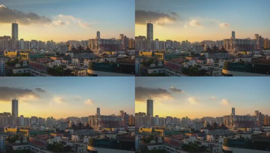 日出深圳城市景观屋顶全景4k时间流逝中国高清在线视频素材下载