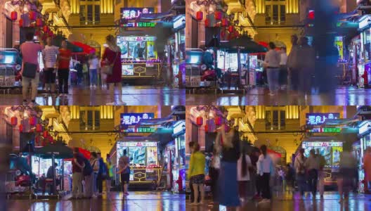 夜上海南京路行人拥挤的全景，4k时间跨度的中国高清在线视频素材下载