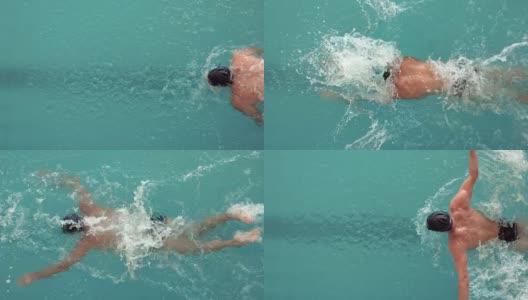 一个健康的人在游泳池里游泳高清在线视频素材下载