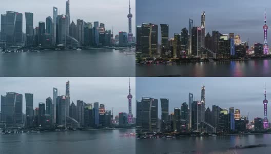 T/L HA TU Shanghai City skyscraper, from Day to Night / Shanghai, China高清在线视频素材下载