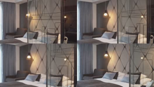 豪华的现代酒店房间高清在线视频素材下载