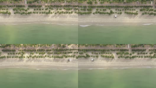 新冠肺炎疫情期间的Bang Saen海滩俯视图高清在线视频素材下载