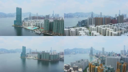 香港九龙高楼大厦鸟瞰图高清在线视频素材下载