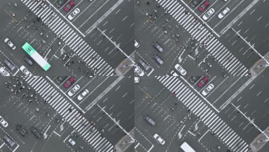 无人机视角的城市街道十字路口高清在线视频素材下载