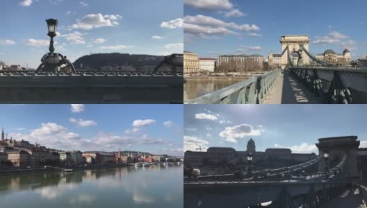 布达佩斯市中心多瑙河春天城市景观高清在线视频素材下载