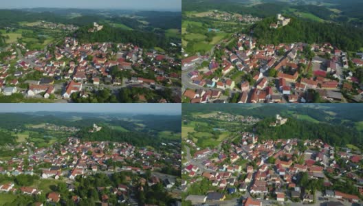 巴伐利亚州法尔肯斯坦古城周围的鸟瞰图高清在线视频素材下载