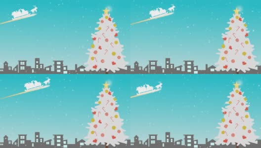 圣诞老人白冷杉树雪午间高清在线视频素材下载