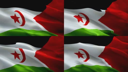 柏柏尔人的旗帜。国家3d西撒哈拉旗帜飘扬。标志的柏柏尔无缝循环动画。西撒哈拉旗帜高清背景。柏柏尔旗帜特写1080p全高清视频演示。胜利日的柏柏尔国旗高清在线视频素材下载