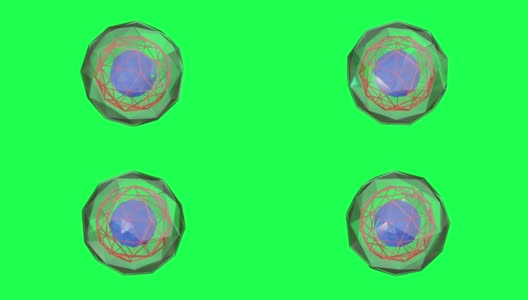 动画抽象球和线框球旋转- 3d渲染在绿色屏幕上高清在线视频素材下载