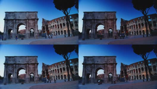 罗马斗兽场和君士坦丁拱门，时间流逝高清在线视频素材下载
