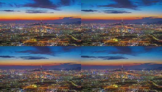 韩国首尔城和乐天大厦的时间流逝。高清在线视频素材下载