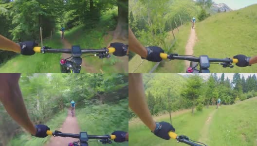 个人视角的山地自行车骑行。高清在线视频素材下载