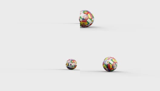 足球的颜色和它的阴影沿着透明表面移动，3D渲染高清在线视频素材下载