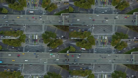 台湾傍晚台北市交通街道十字路口高空俯视4k全景图高清在线视频素材下载