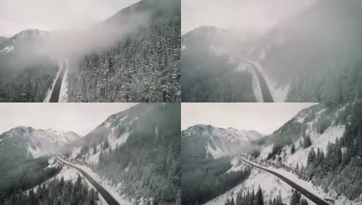 雪山高速公路空中云Hyperlapse高清在线视频素材下载