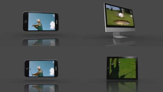 显示高尔夫球的媒体设备屏幕高清在线视频素材下载