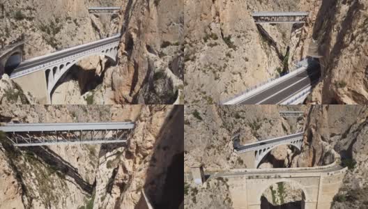 俯瞰几座横跨峡谷的桥高清在线视频素材下载
