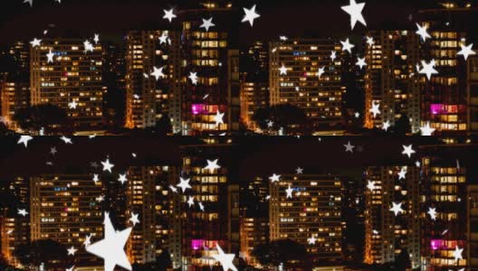 动画流星在夜间城市景观高清在线视频素材下载