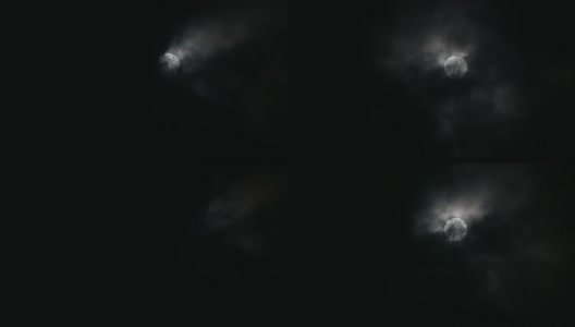 云层在满月中移动，大气看起来神秘而可怕。4 k的视频。高清在线视频素材下载