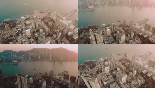 从天空中看到的香港城市景观高清在线视频素材下载