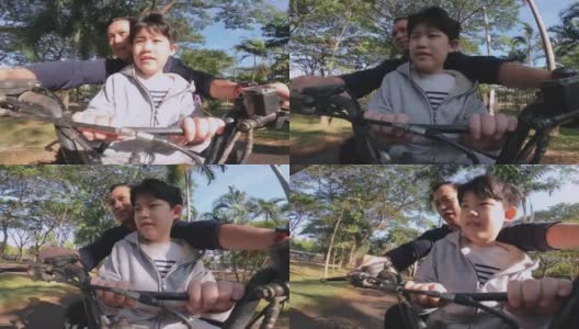 在一个亚洲家庭度假在一辆四轮沙滩车高清在线视频素材下载