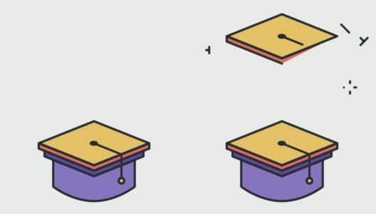 学校毕业与Alpha图标的直线动画高清在线视频素材下载