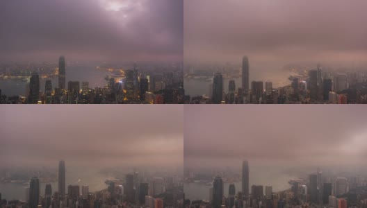 4K时间推移:香港夜景的时间推移。城市和建筑。高清在线视频素材下载