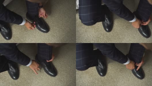 系皮鞋鞋带的男人高清在线视频素材下载