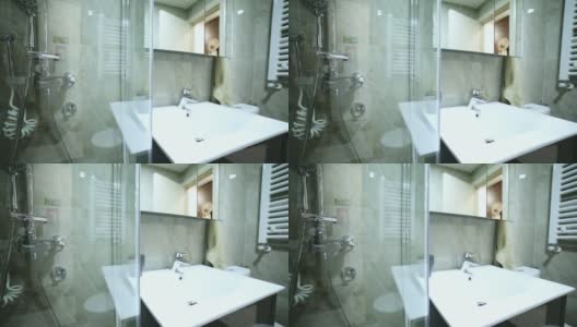 现代主浴室-现代卫生间的内饰高清在线视频素材下载