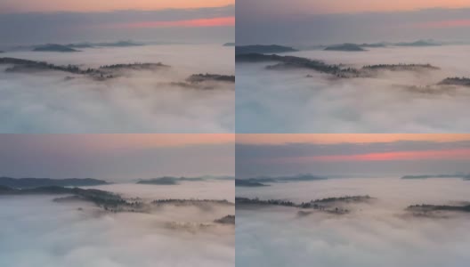 日出时，乡下有一大片雾，非常梦幻高清在线视频素材下载