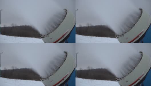 造雪机在滑雪胜地造雪高清在线视频素材下载