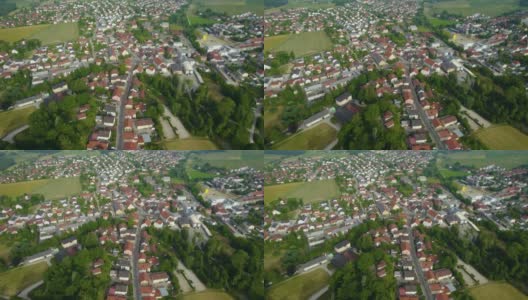 从空中俯瞰巴伐利亚陶夫基兴市高清在线视频素材下载