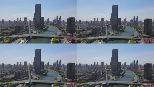 航拍天津城市风光高清在线视频素材下载