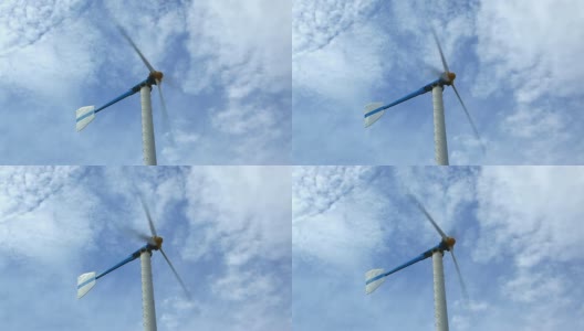 近距离的风力涡轮机与Cloudscape，绿色能源概念高清在线视频素材下载