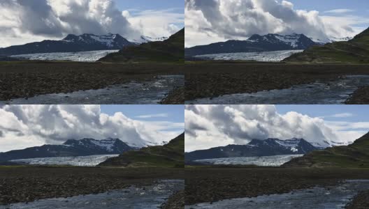 冰岛Jokulsarlon冰川移动云和水的时间高清在线视频素材下载