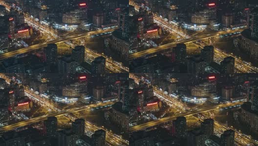 T/L MS HA Road Intersection at Night /北京，中国高清在线视频素材下载